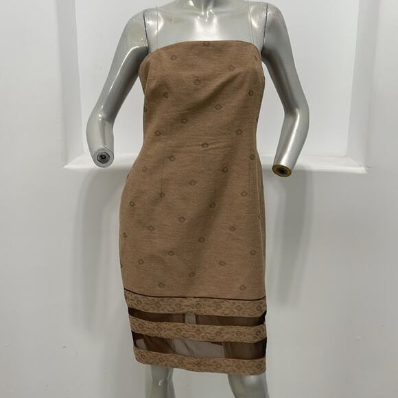 Zion New York Spaghetti Strap Shift Dress  Brown Size 10 - Picture 13 of 13